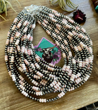 Load image into Gallery viewer, 18 Inch 5 mm Sterling silver pearls necklace with pink conch rondelle